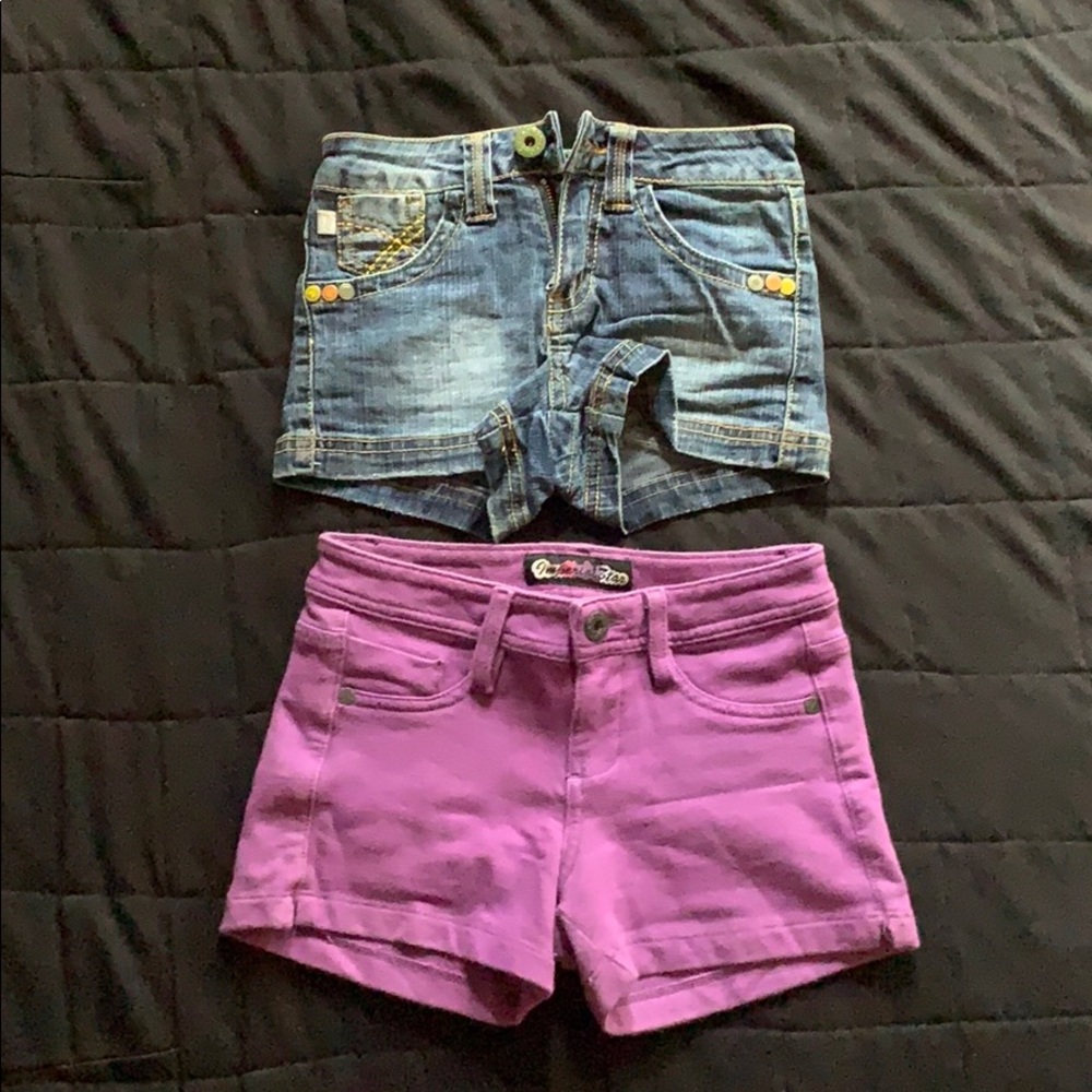 Two pairs of girls mini shorts